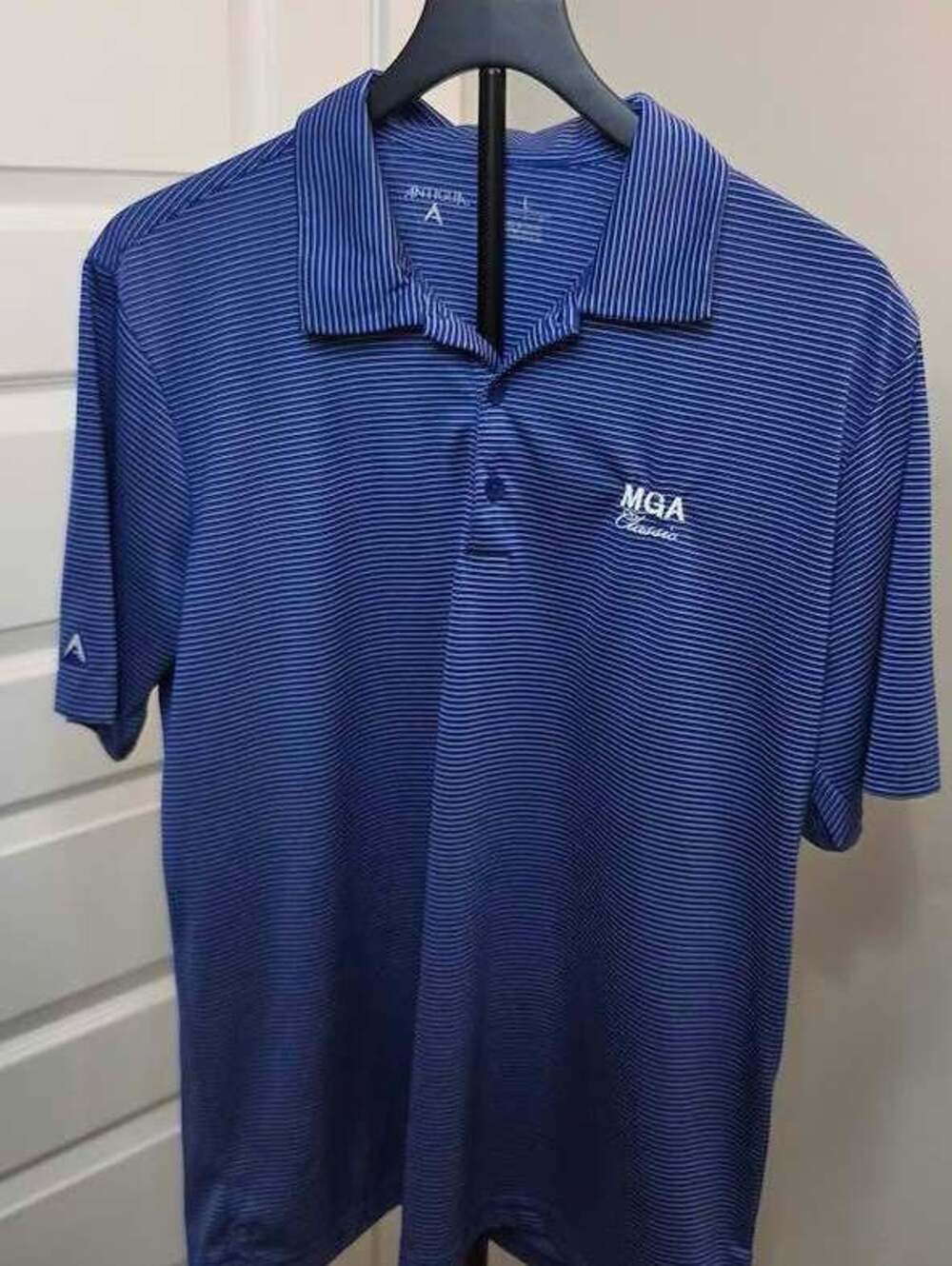 Antigua MGA Classic Blue Striped Polo Shirt Large